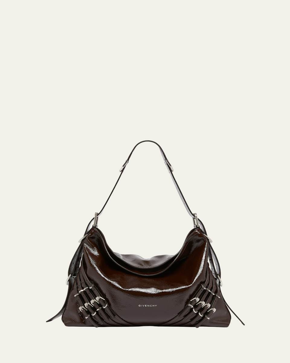 Voyou Medium Buckle Shoulder Bag in Shiny Leather